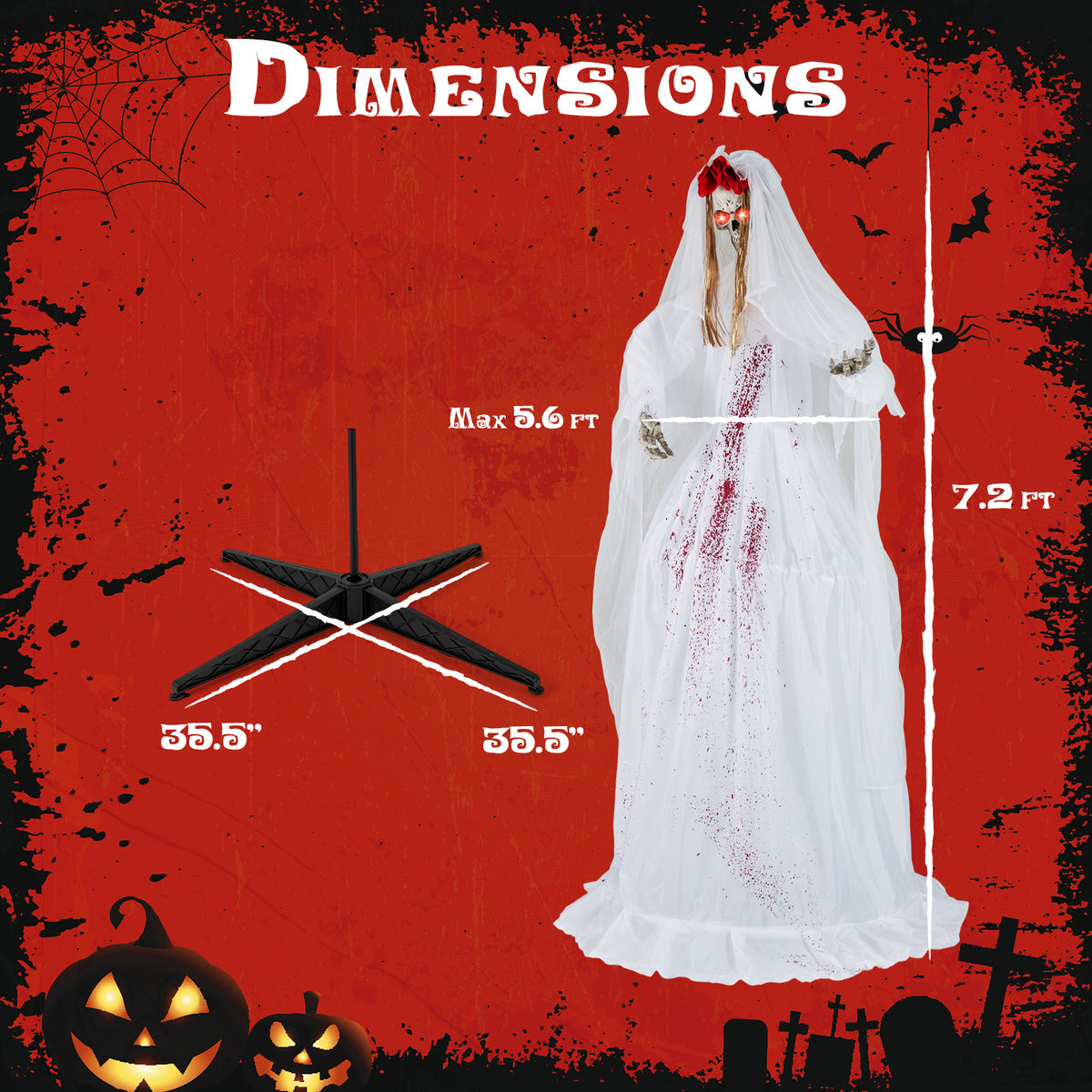Halloween Animatronic Standing Bride 7.2 FT Haunted House Decoration - Bride Variation