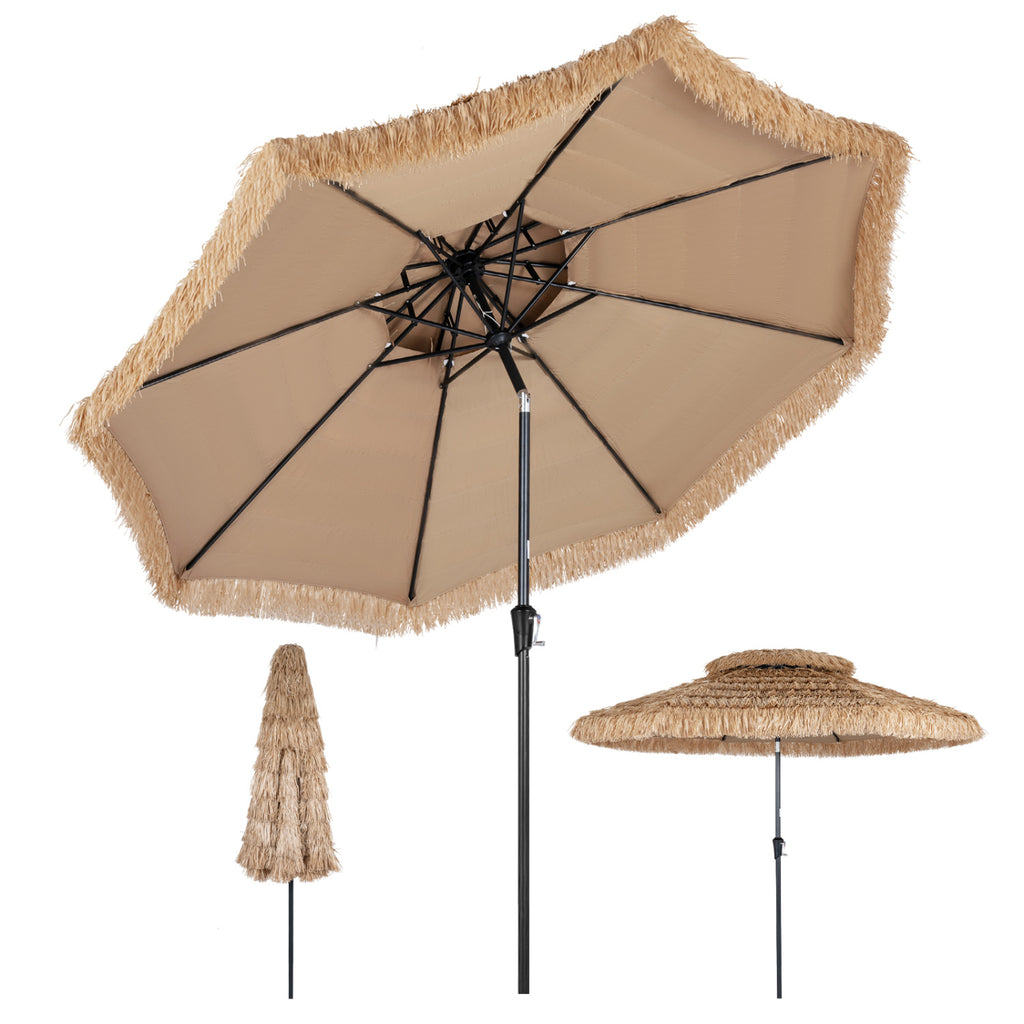 10FT and 2-Tier Tiki Patio Umbrella with 8 Ribs