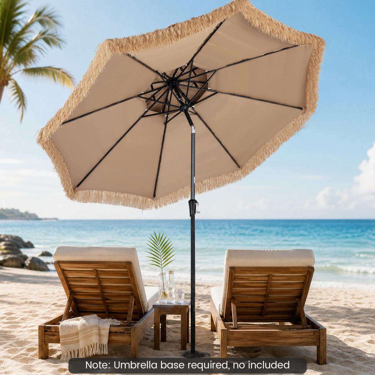 10FT and 2-Tier Tiki Patio Umbrella with 8 Ribs