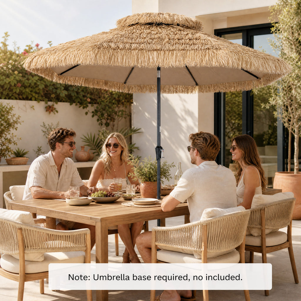 10FT and 2-Tier Tiki Patio Umbrella with 8 Ribs