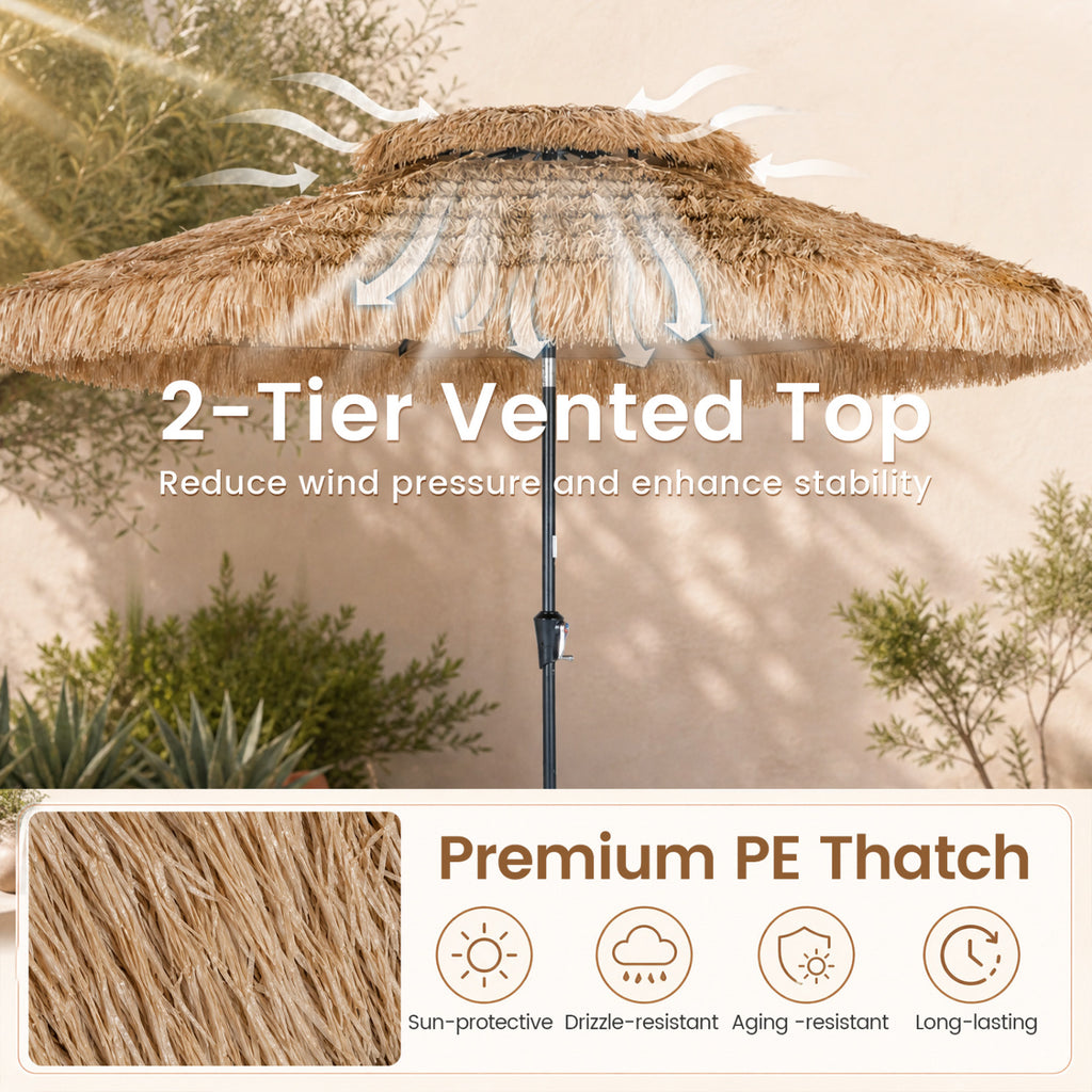 10FT and 2-Tier Tiki Patio Umbrella with 8 Ribs