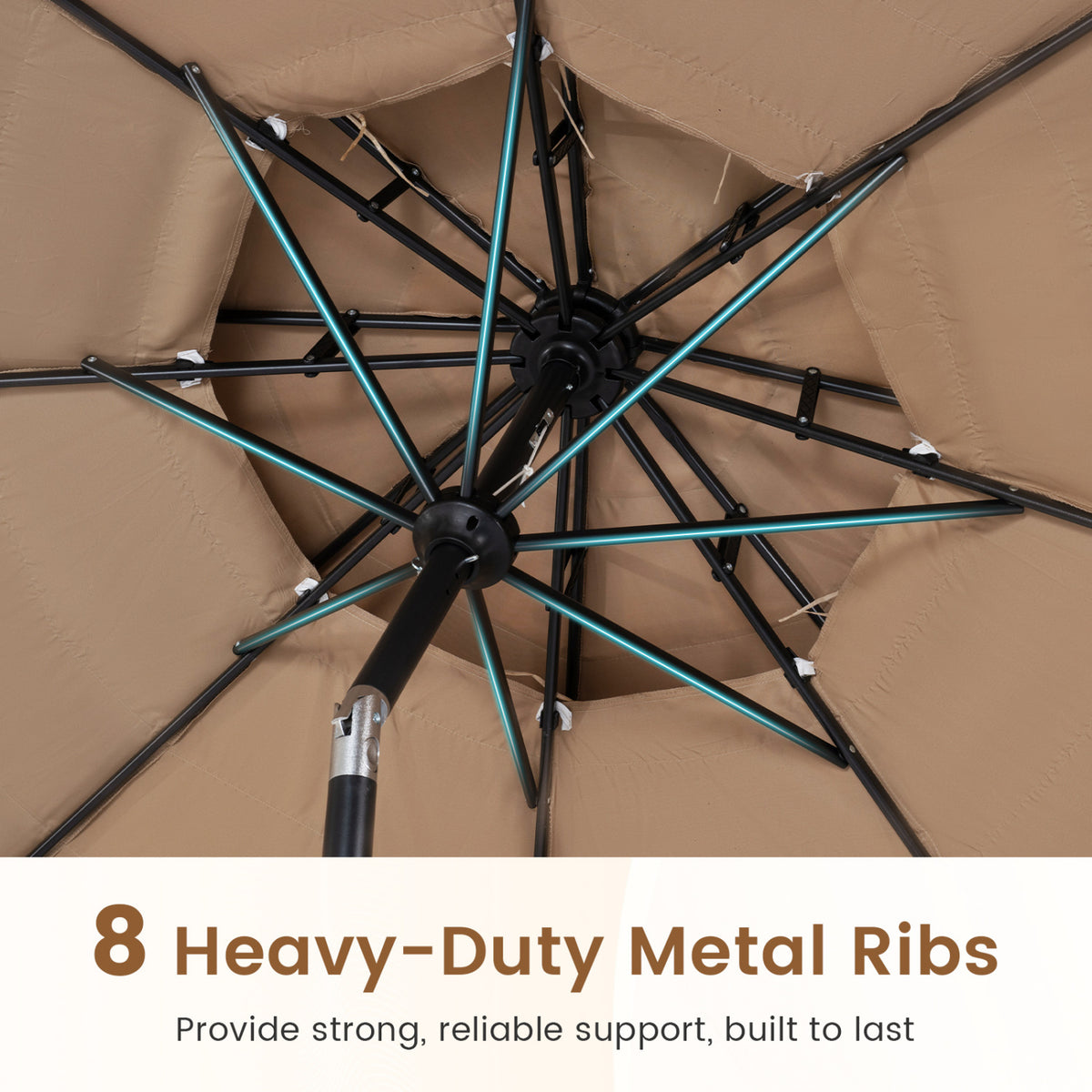 10FT and 2-Tier Tiki Patio Umbrella with 8 Ribs