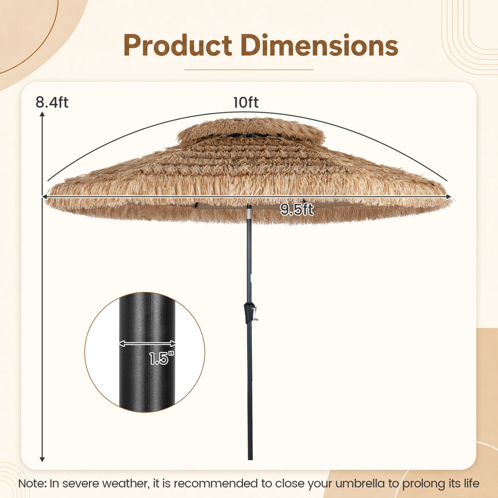 10FT and 2-Tier Tiki Patio Umbrella with 8 Ribs