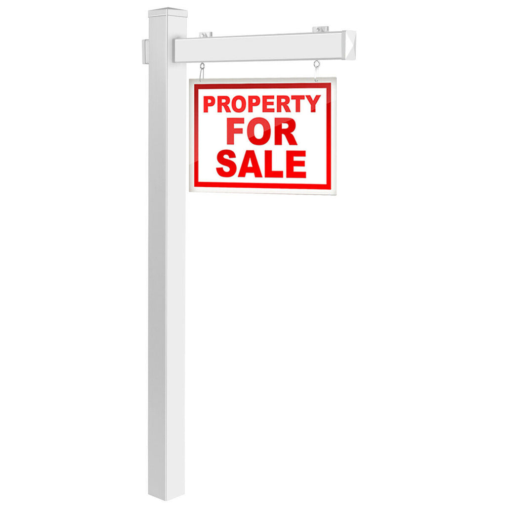 White Vinyl Yard Sign Post for Real Estate Open House - 6ft