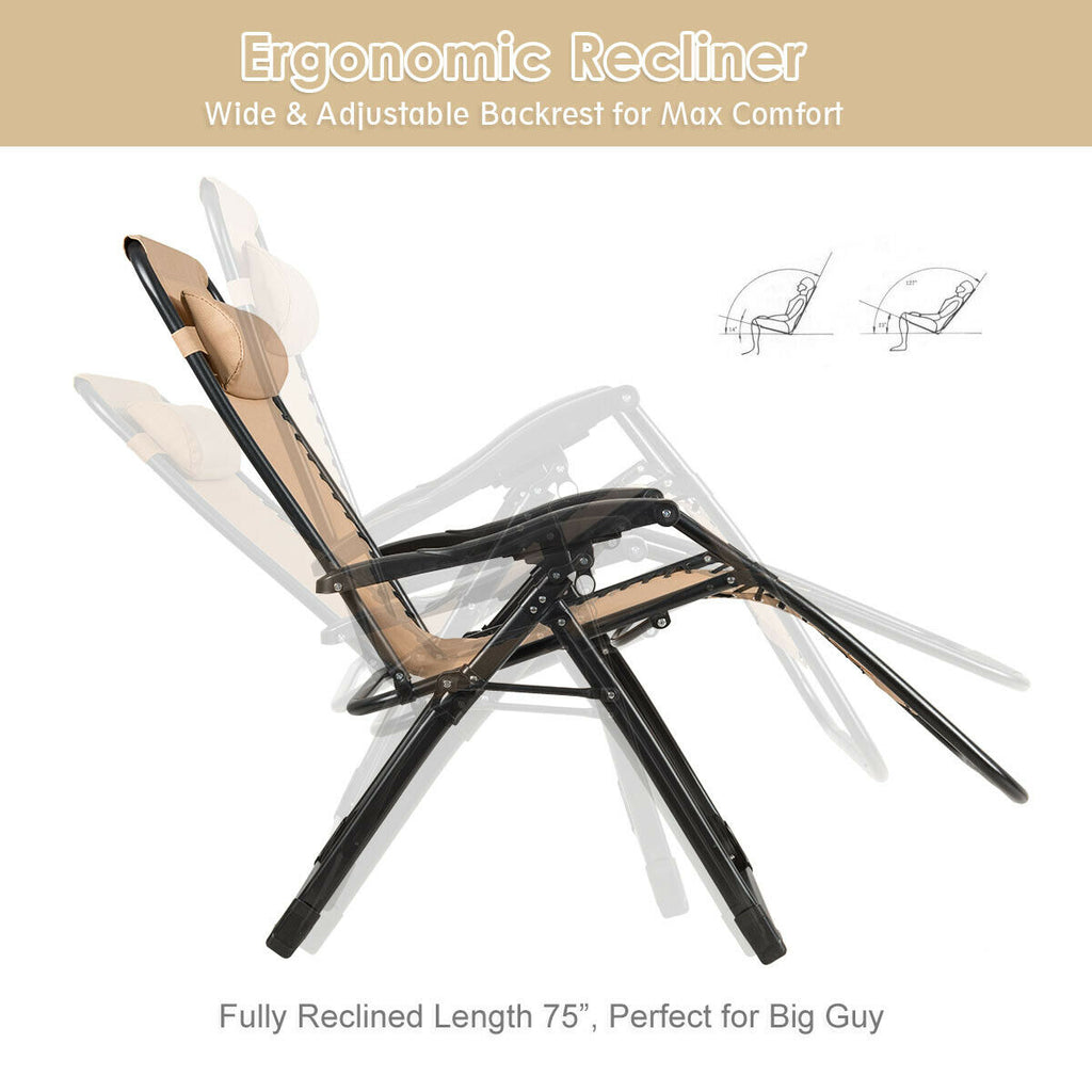 Oversized Lounge Chair with Cup Holder - Beige