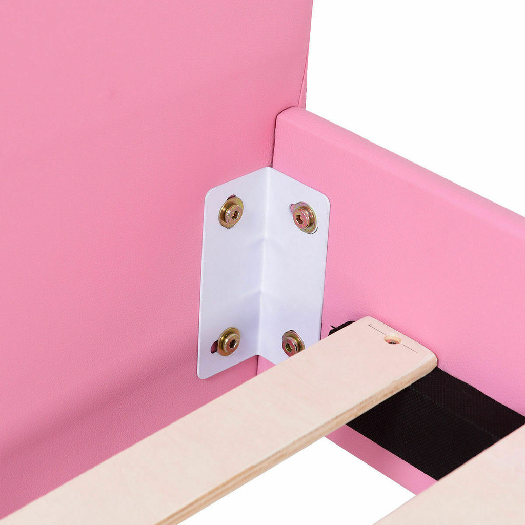 Twin Size Upholstered Toddler Bed with Wood Slat Support and Diamonds Variation