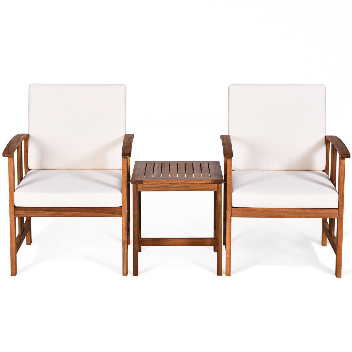 Outdoor Wicker Patio Loveseat with Built-in Glass Side Table