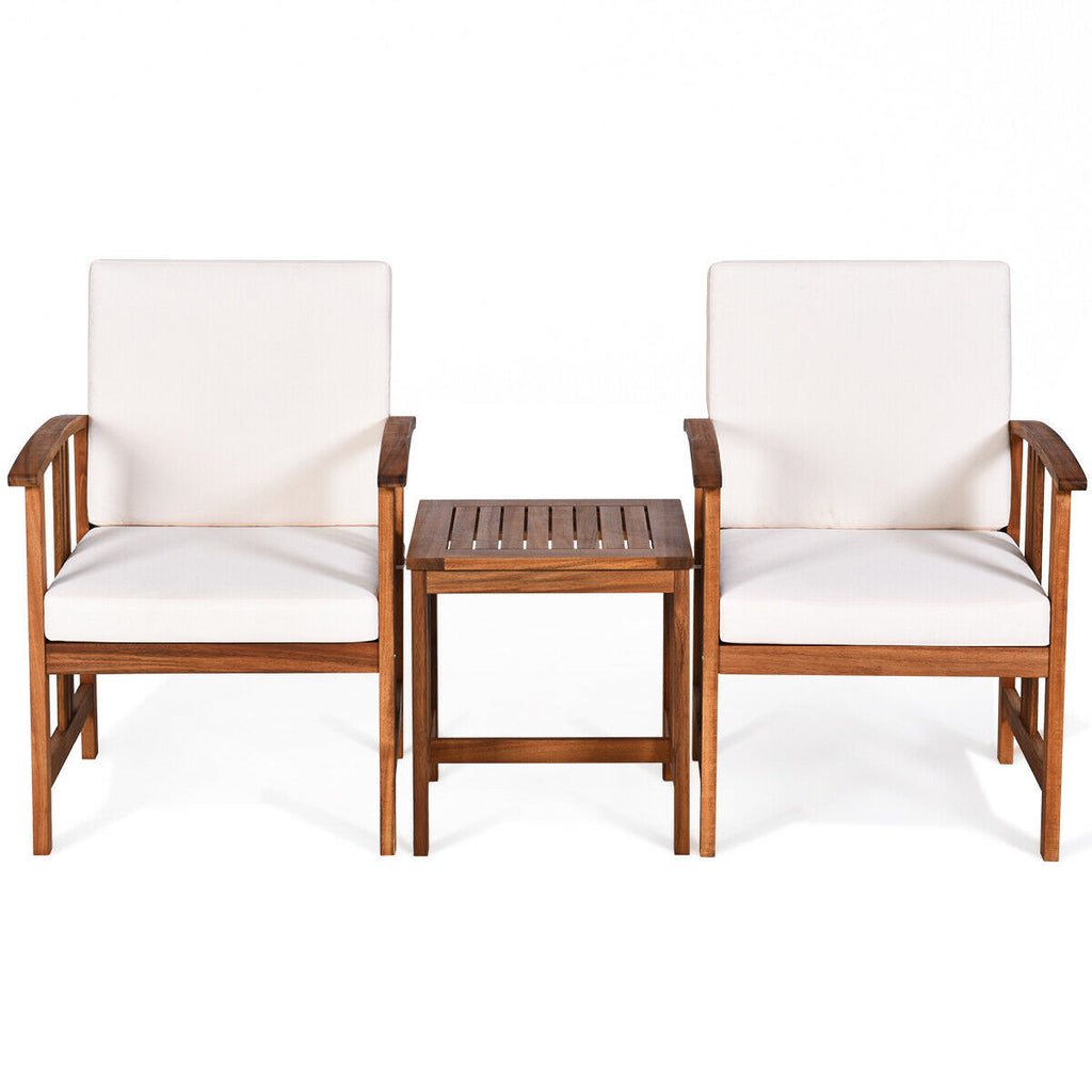 Outdoor Wicker Patio Loveseat with Built-in Glass Side Table