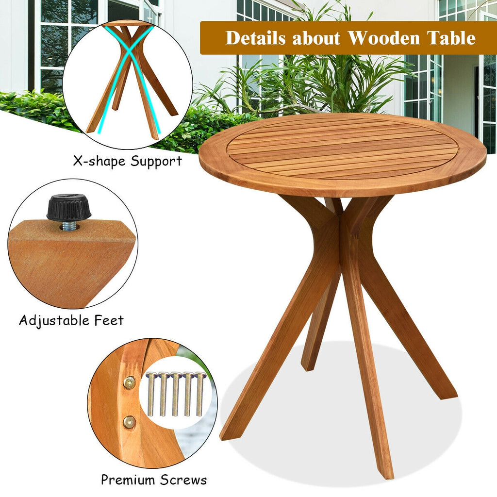27" Round Eucalyptus Wood Bistro Table