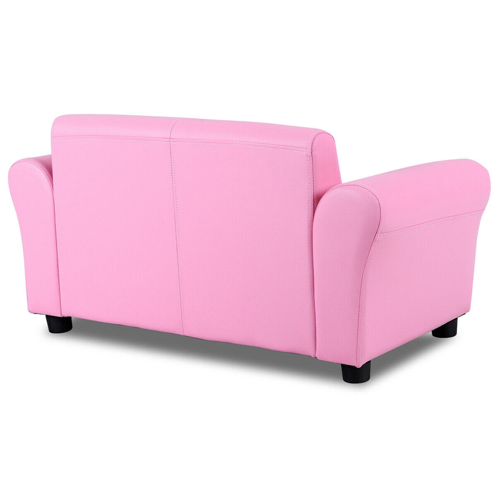 Pink Kid's Double Couch Lounge Sofa with Ottoman - Childrens Play & Sleep