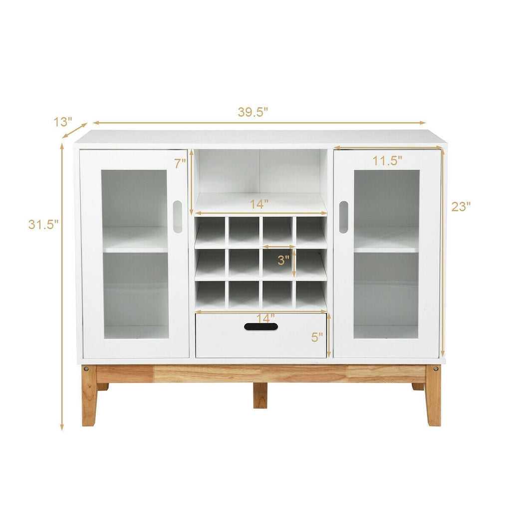 Wood Wine Storage Cabinet Sideboard - White