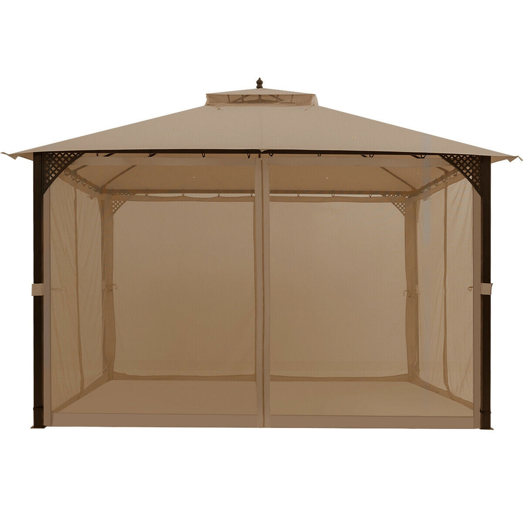 12 x 10 Patio Gazebo with Netting - Brown