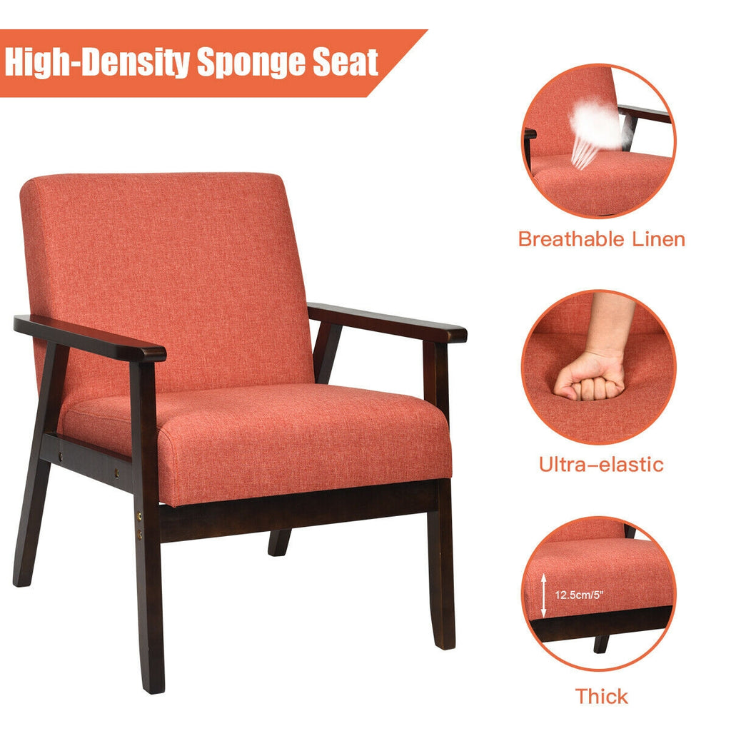 Mid-Century Retro Fabric Accent Armchair - Orange