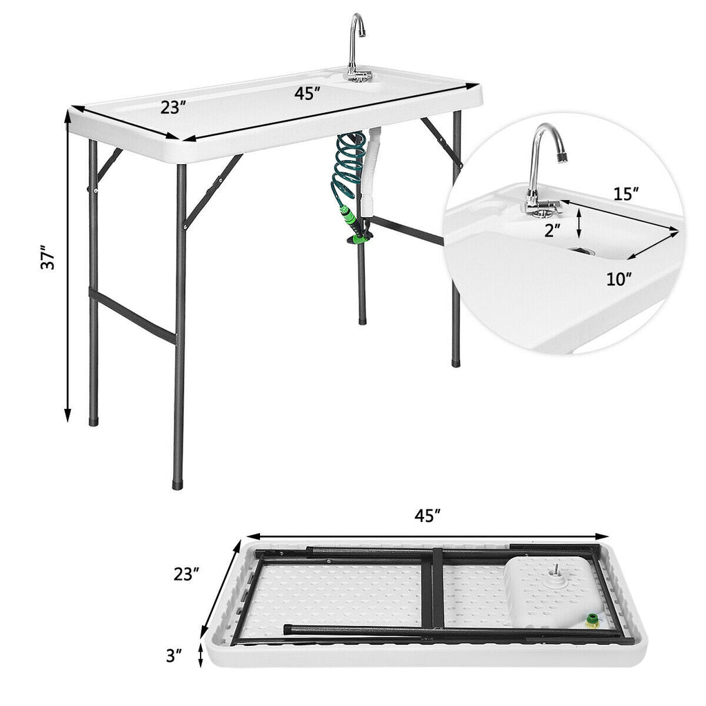 Folding Camping Sink Table with Faucet & Sprayer