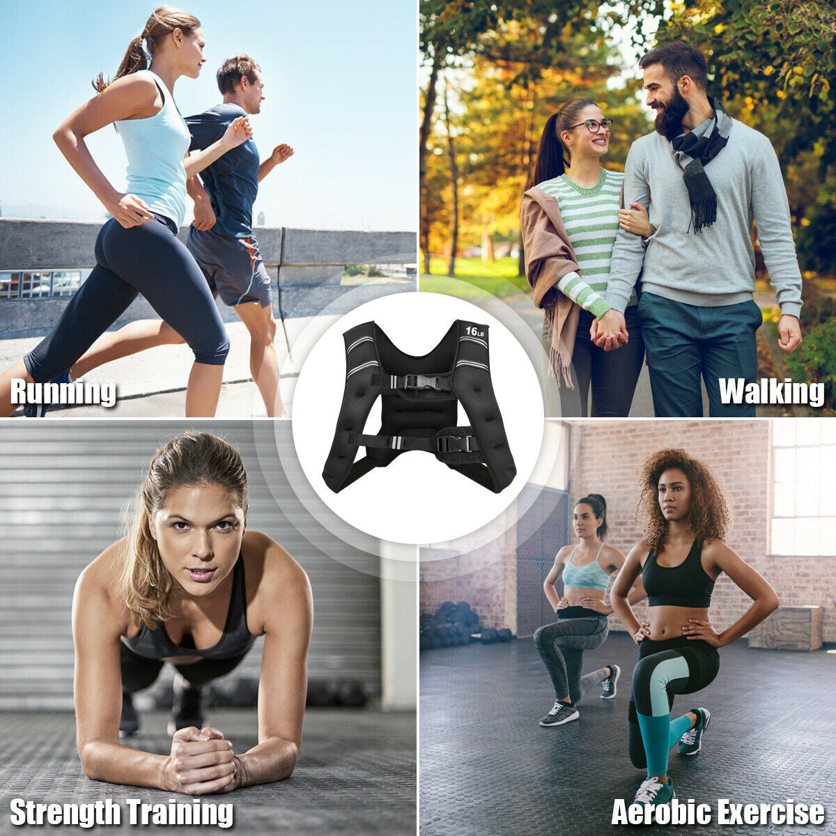 Training Weight Vest 16 lbs Workout Equipment with Adjustable Buckles & Mesh Bag
