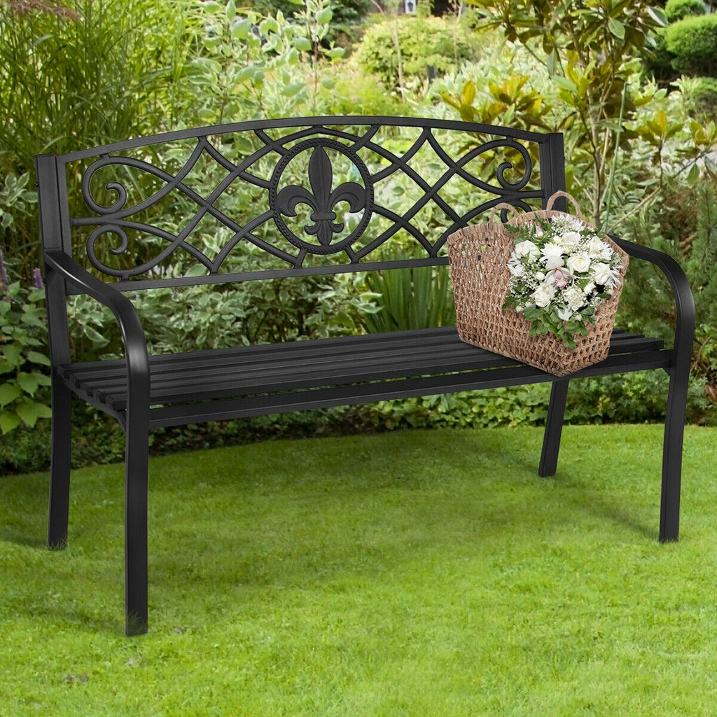 50-Inch Patio Garden Bench with Back - Style 7