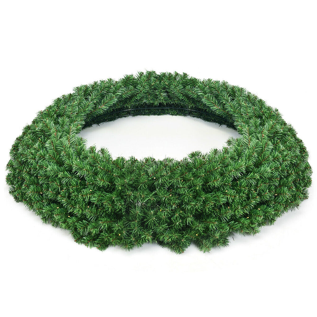 48 Inch Pre-lit Artificial Christmas Wreath with LED Lights - Full Lush Design