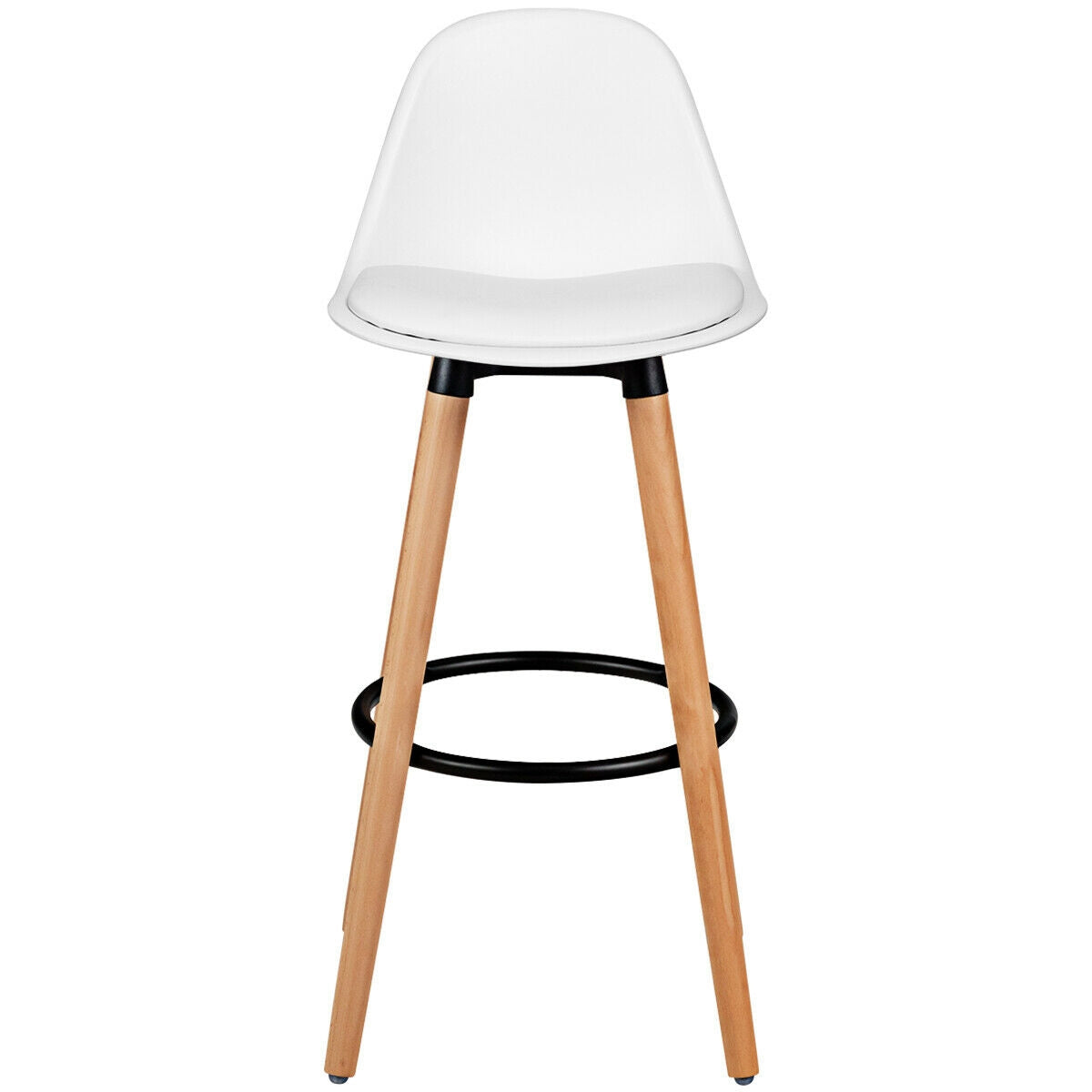 Mid-Century Barstool 28.5 Inch Pub Chair Set - White