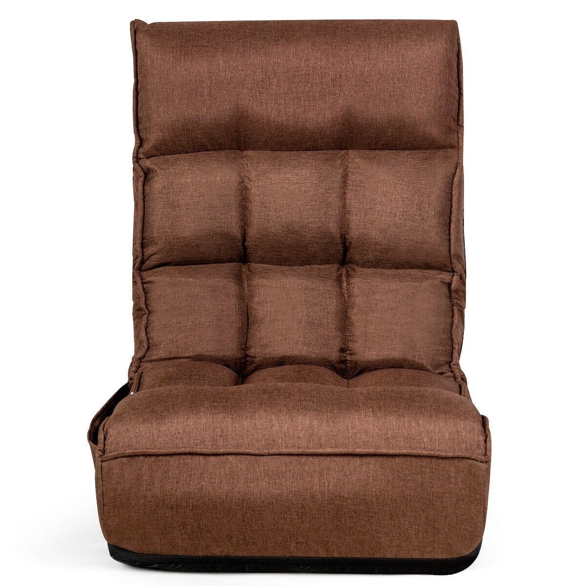 4-Position Adjustable Floor Chair Folding Lazy Sofa - Coffee