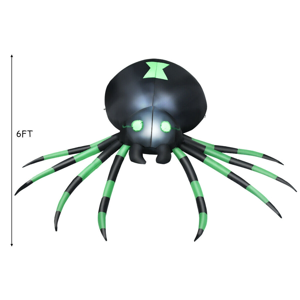 6 Feet Halloween Inflatable Blow-Up Spider - Weather-Resistant Outdoor Decor