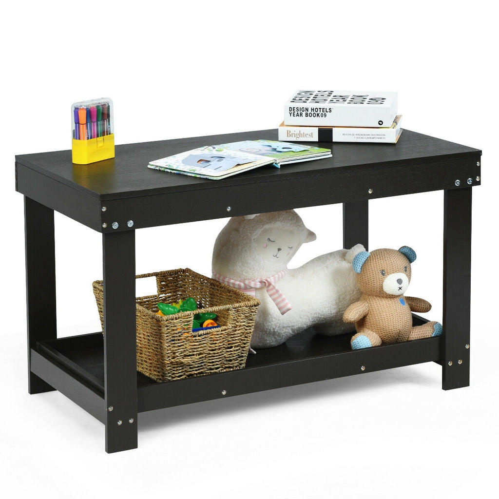 Building Brick Table - Dark Brown Kids Activity Play Table with Storage