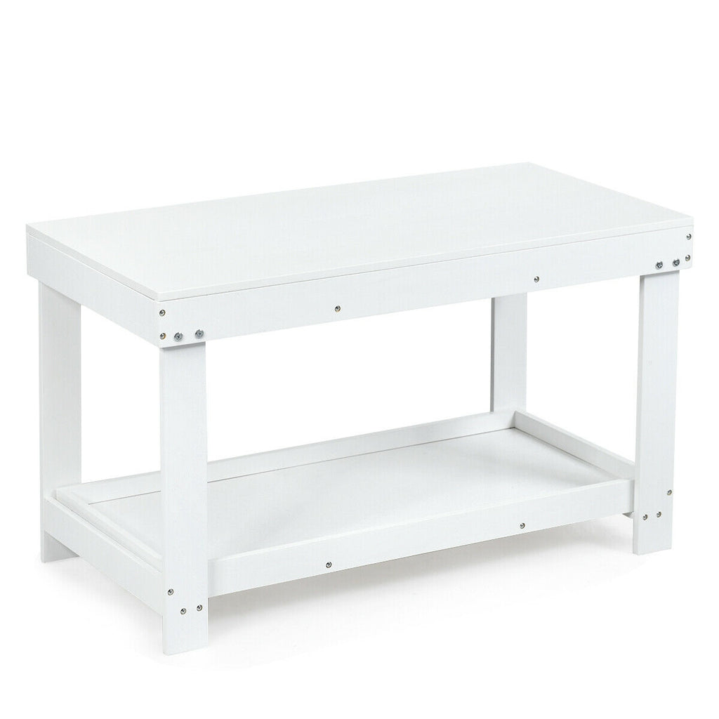 Kids Building Brick Play Table - White, Multifunctional Wooden Activity Table for Children