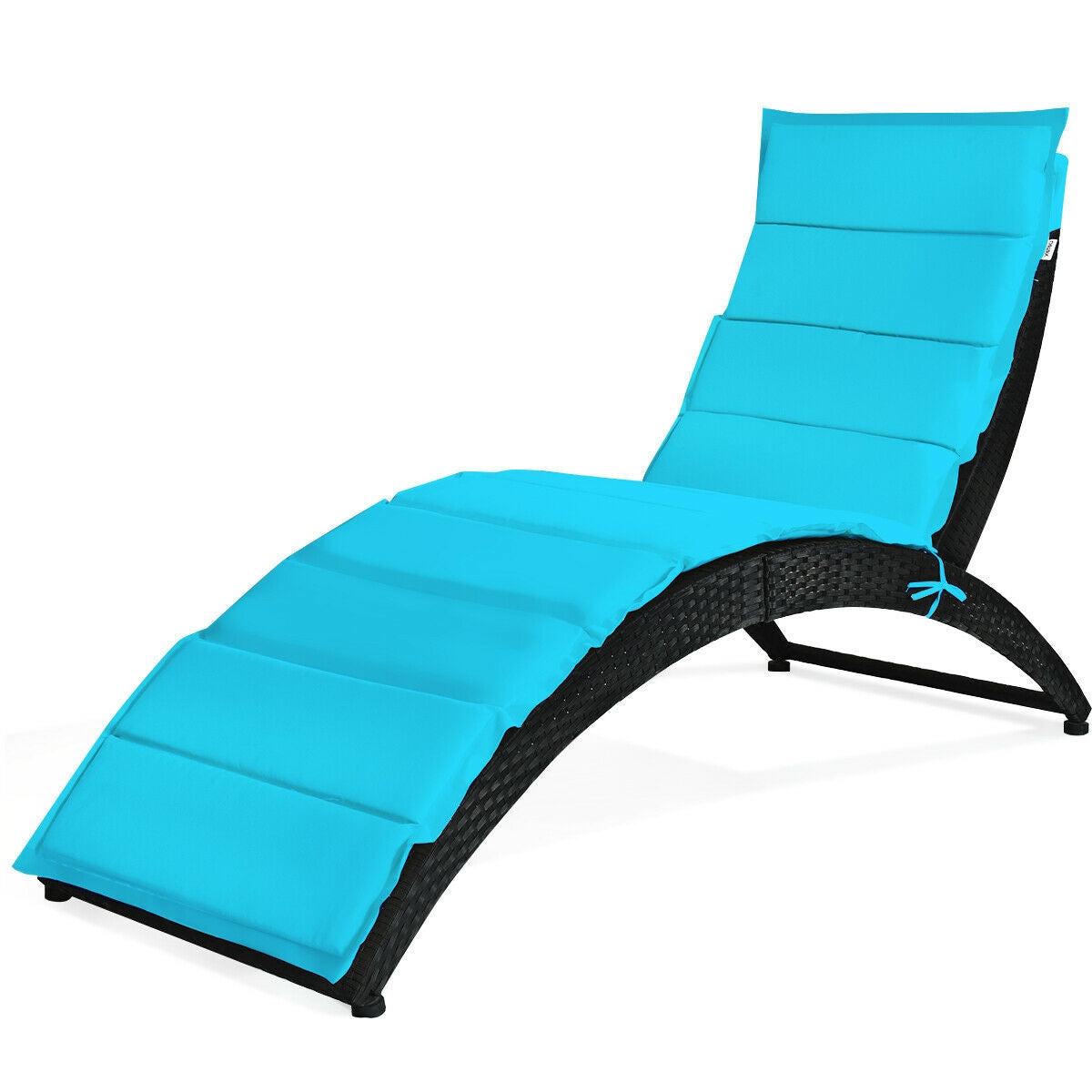 Foldable Patio Lounge Chair with Cushion – Turquoise