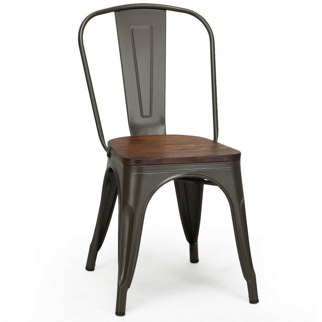 Stackable Metal Dining Chair Set of 4, Dark Green