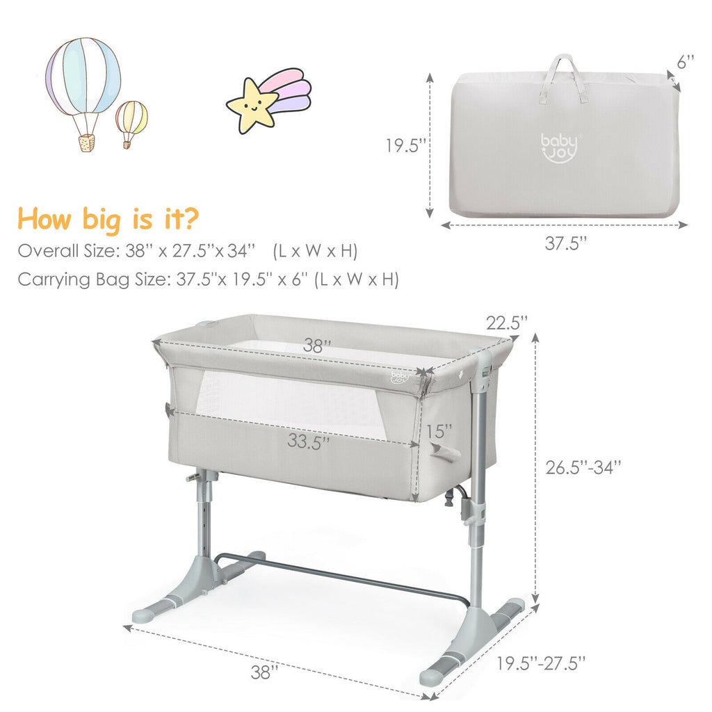 Baby Bedside Sleeper Bassinet with Carrying Bag - Beige, No Toys