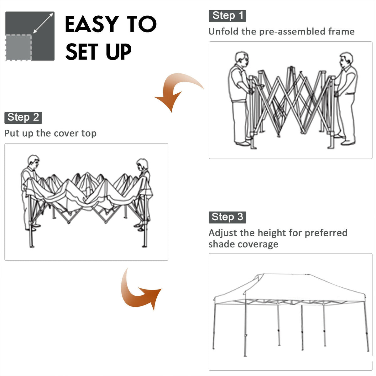 10 x 20 Feet Sun Shelter with Carrying Bag - Gray