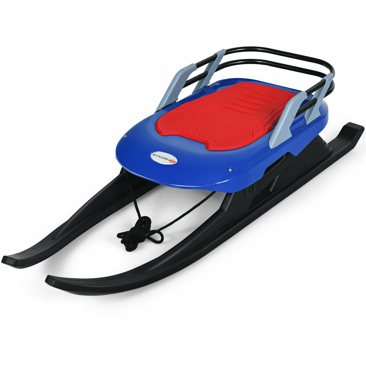 Kids' Folding Metal Snow Sled with Pull Rope and Leather Seat - Safe & Durable Winter Toy