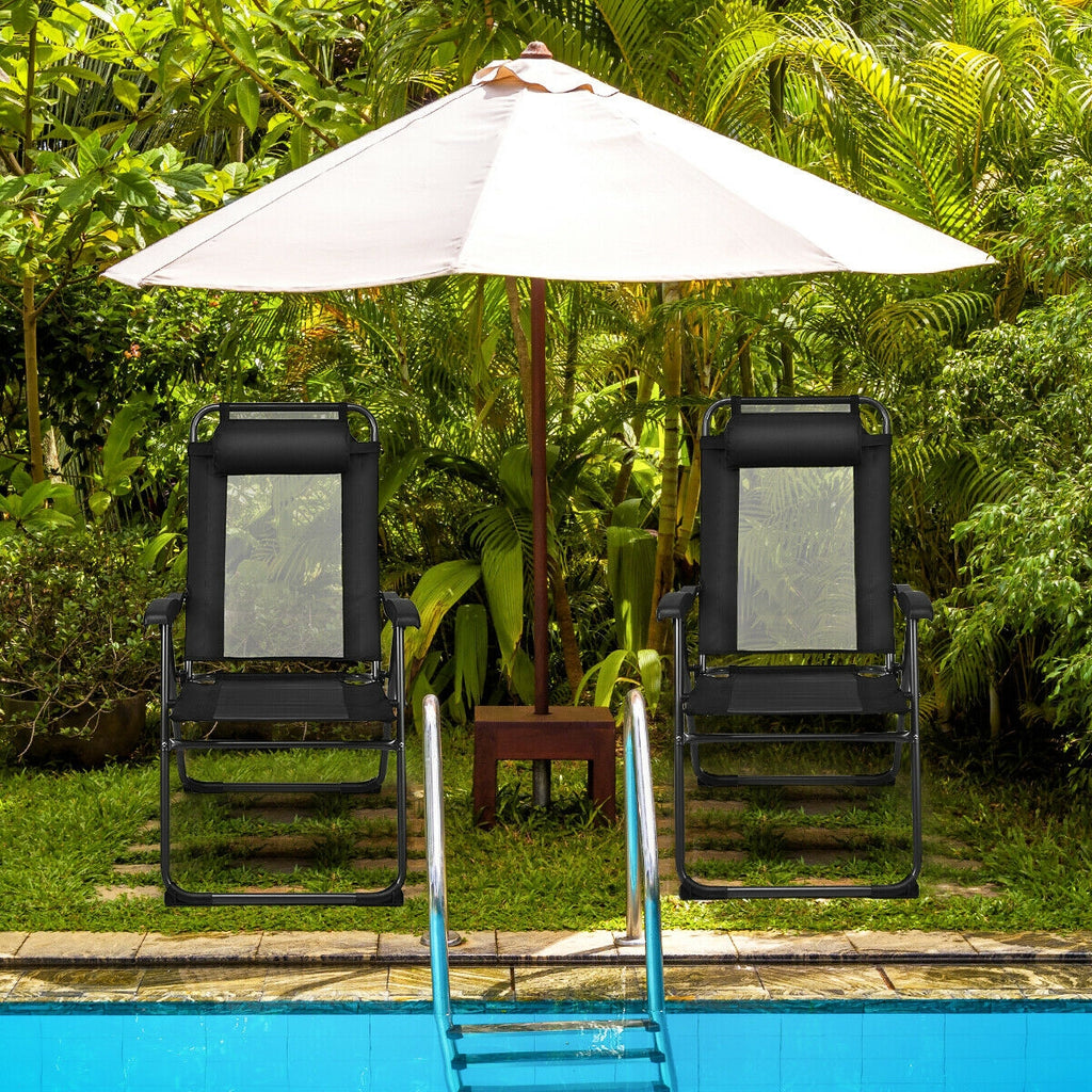 4 Pieces Patio Garden Adjustable Reclining Folding Chairs with