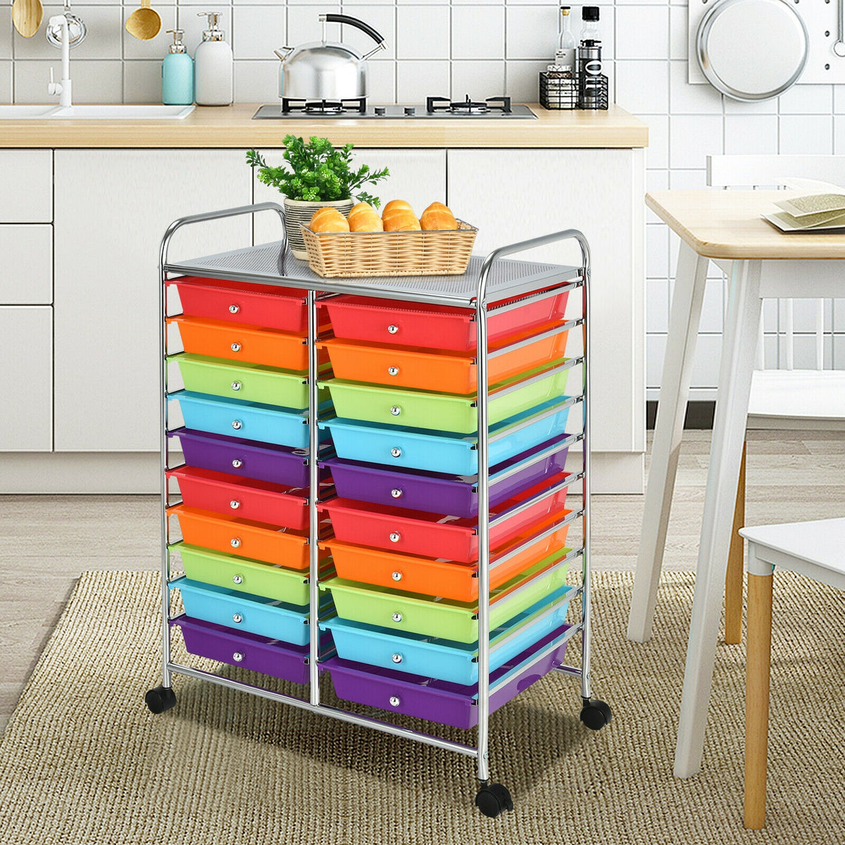 20-Drawer Rolling Storage Cart Organizer, Multicolor