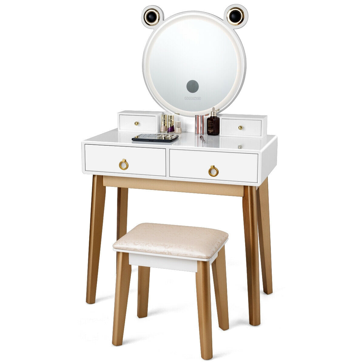 Lighted Vanity Set with Touch Screen Mirror and 4 Drawers