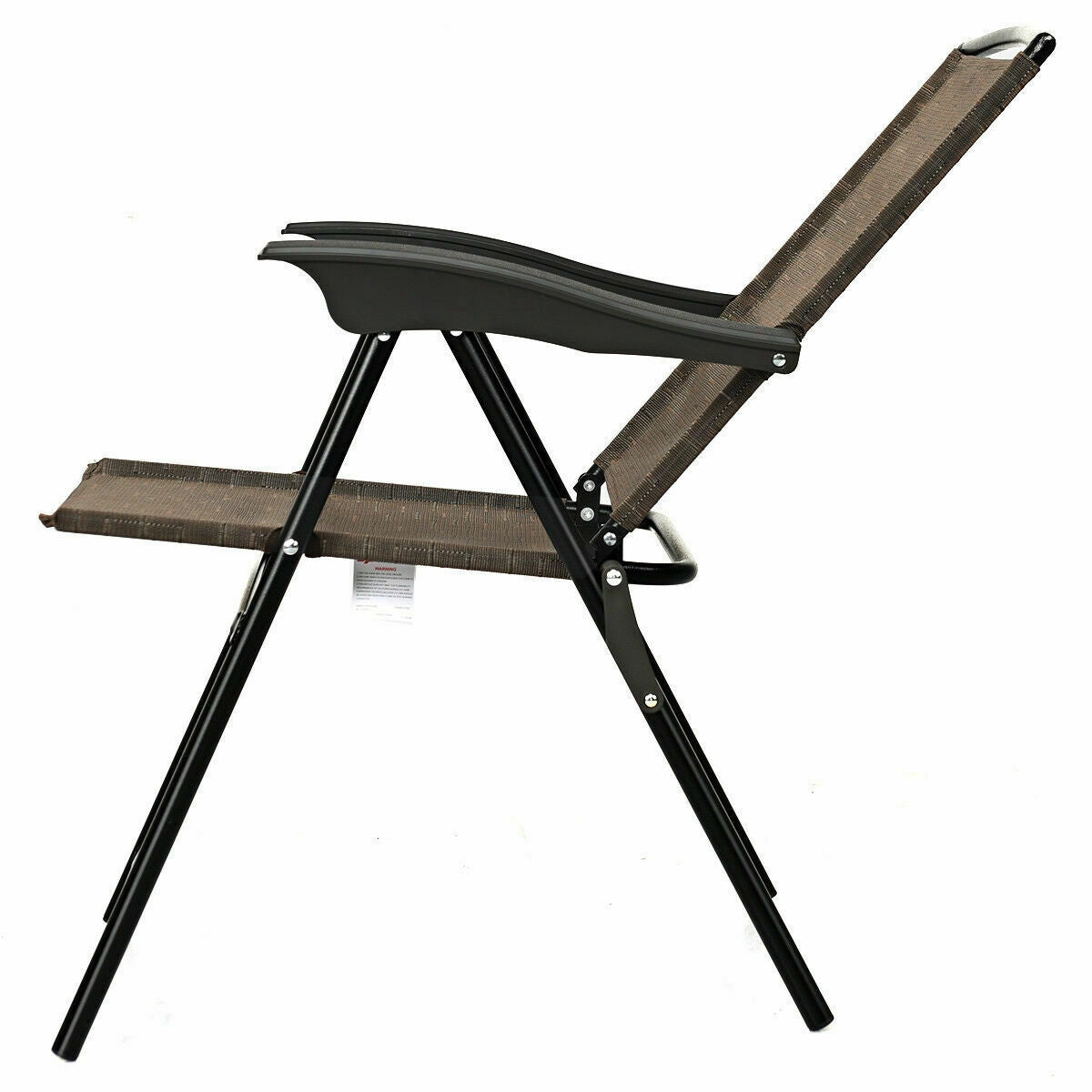2 Pieces Folding Sling Chairs with Smooth Armrests and Adjustable