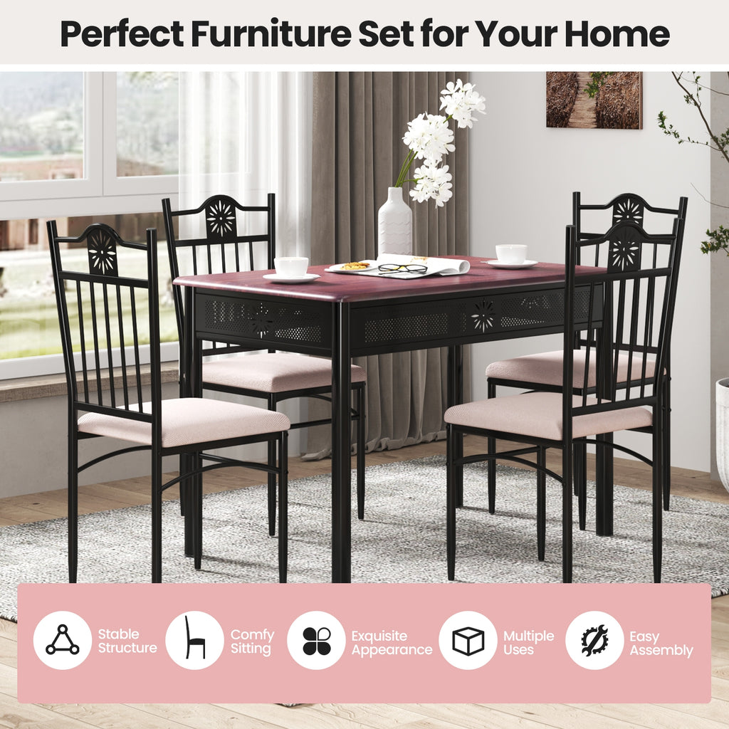5-Piece Dining Set with Cushioned Chairs - Beige