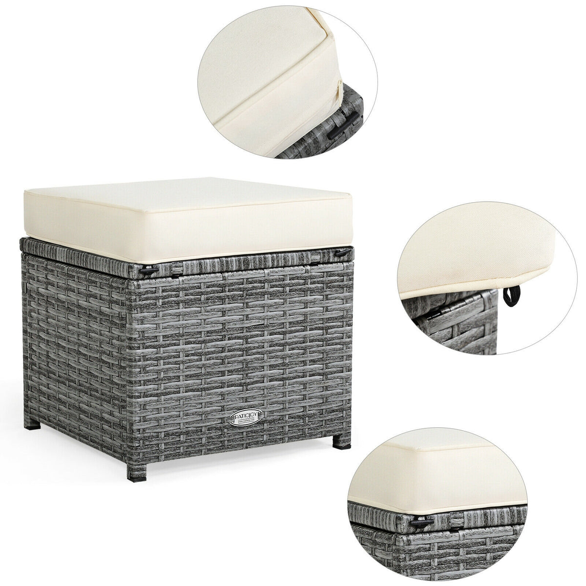 7-Piece Outdoor Wicker Sectional Sofa Set with Dining Table - Beige