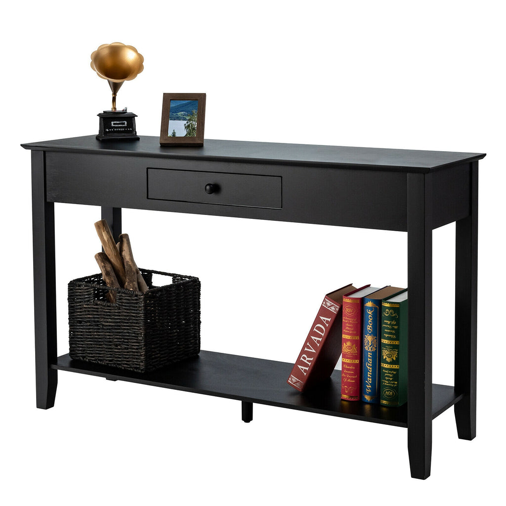 Console Sofa Table with Drawer Storage - Black
