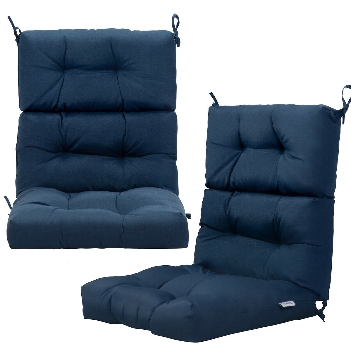 Tufted Patio High Back Chair Cushion with Non-Slip String Ties