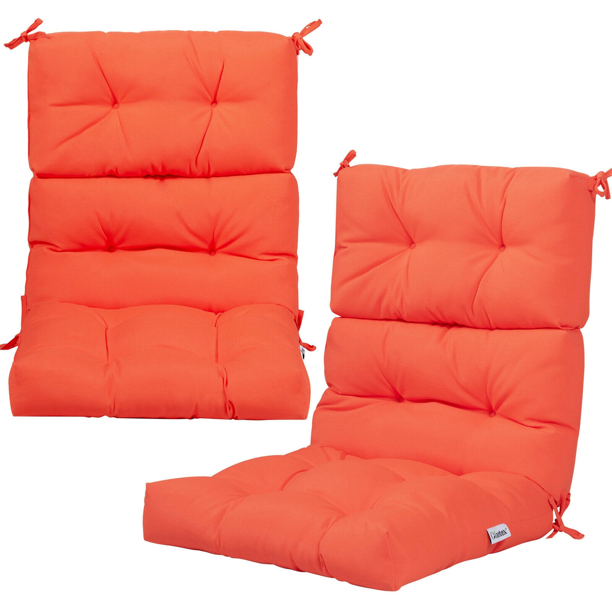 Tufted High Back Patio Chair Cushion - Orange