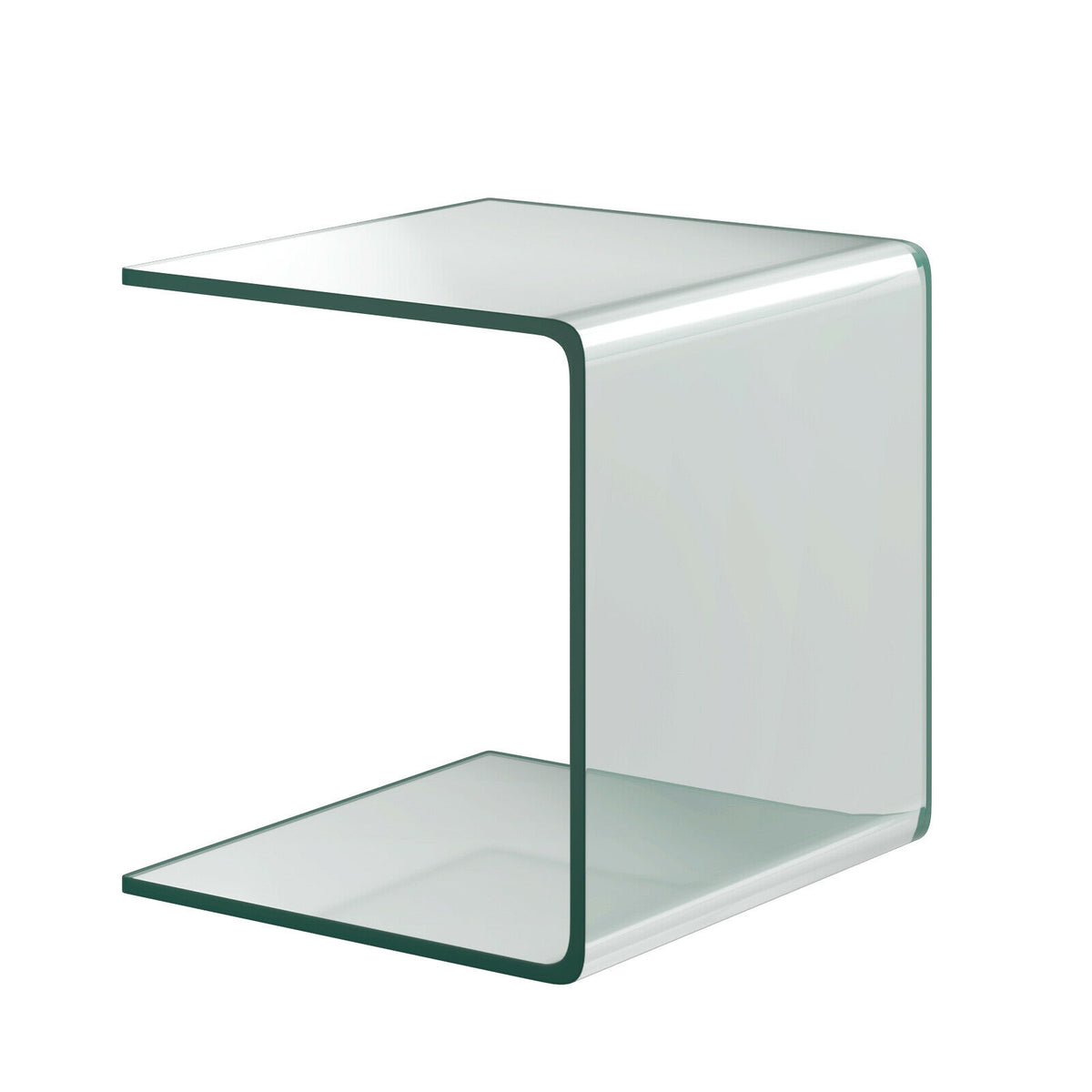 Tempered Glass End Table 18x18x16 Inch with Non-Slip Pads