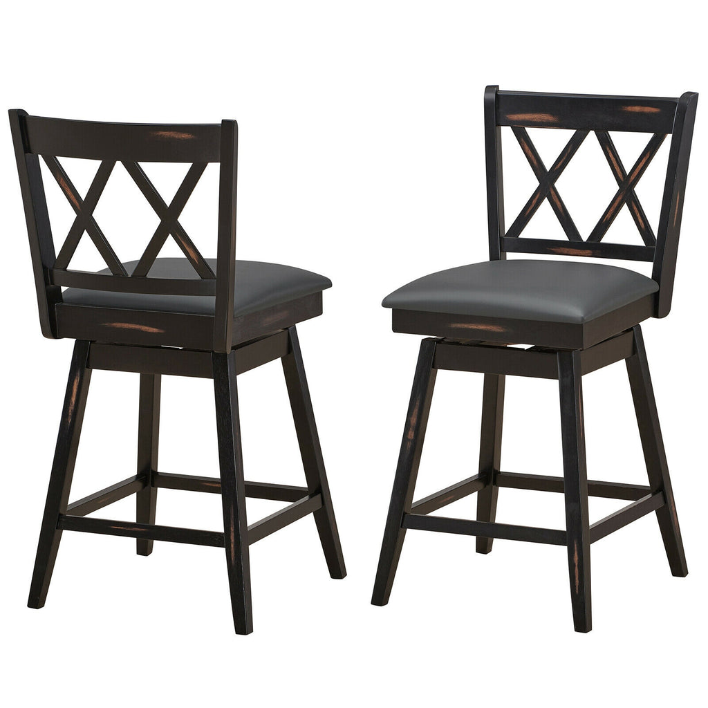 2-Piece 25" Counter Height Bar Stools with Cushion - Black