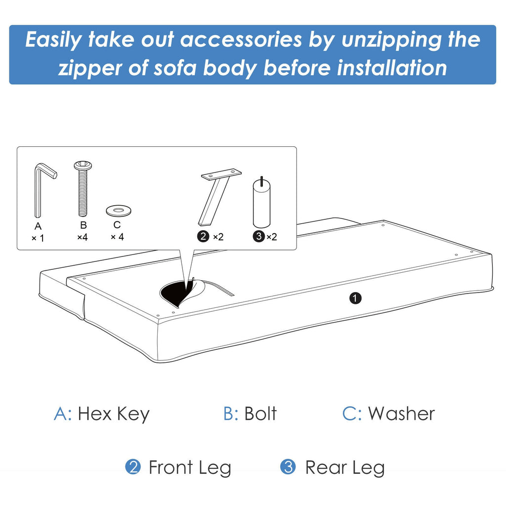 3-Seat Convertible Sofa Bed with Adjustable Angles