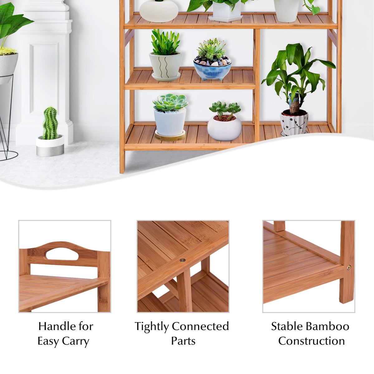 4 Tier Bamboo Shoe Rack Storage Organizer
