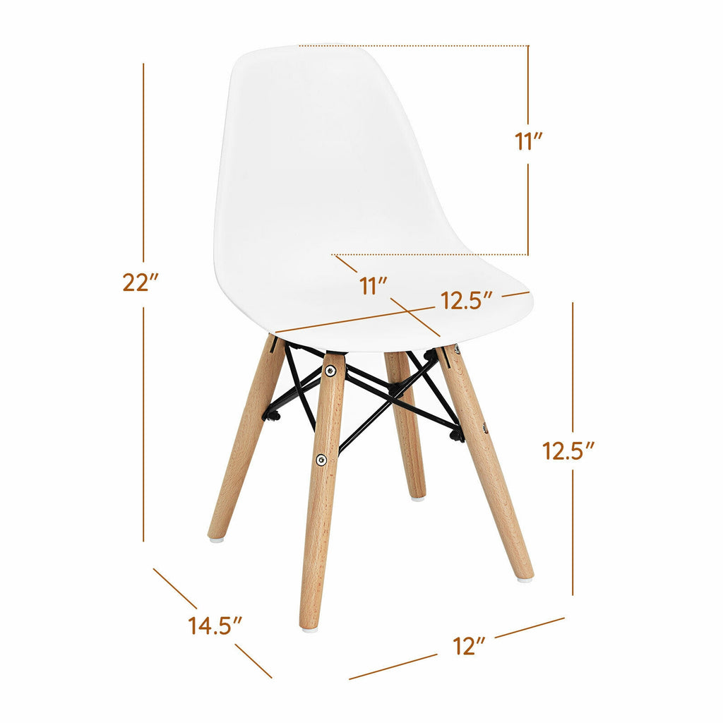 Children's White Wooden Leg Chair Set - 4 Pieces, Kids' Dining & Playroom Seating