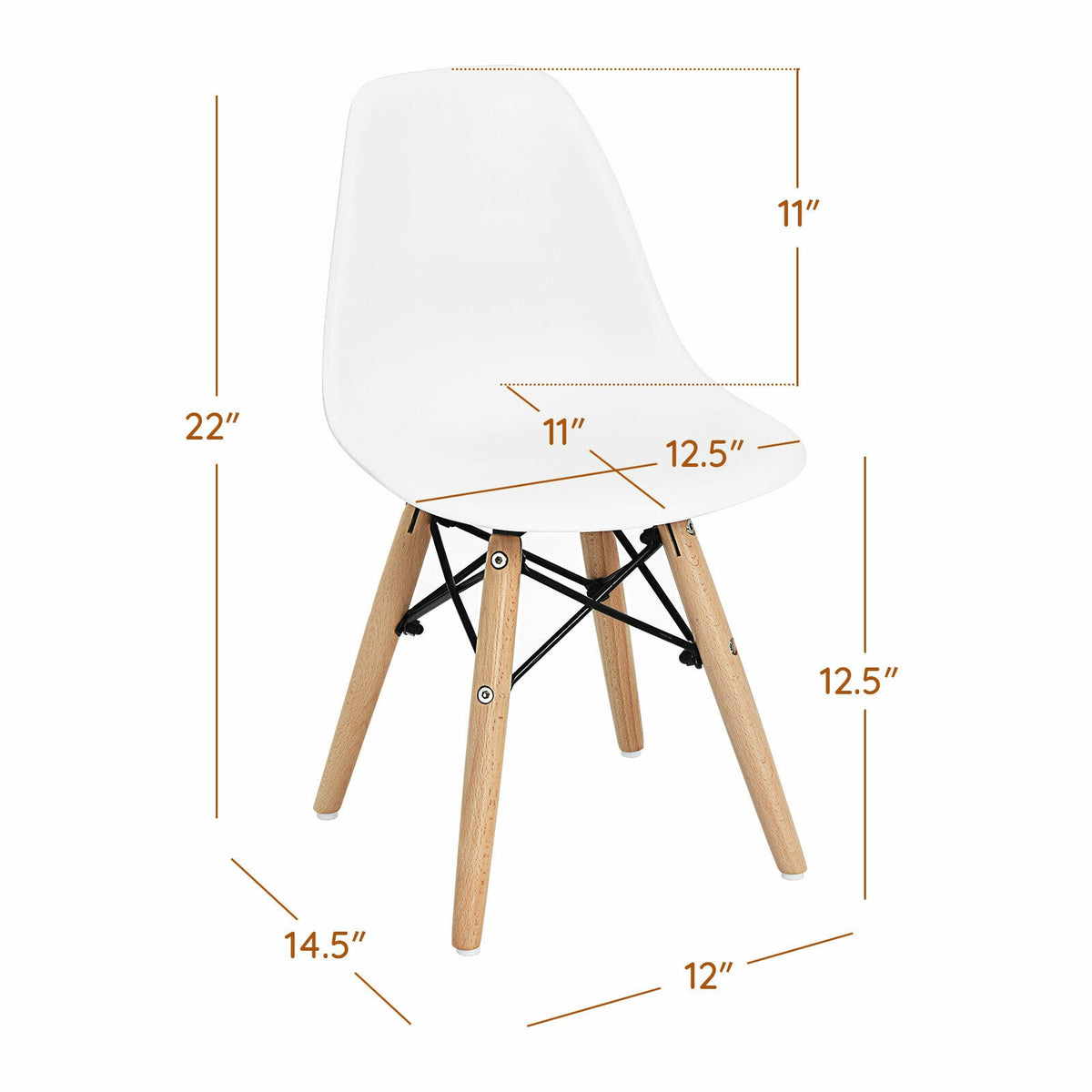Children's White Wooden Leg Chair Set - 4 Pieces, Kids' Dining & Playroom Seating
