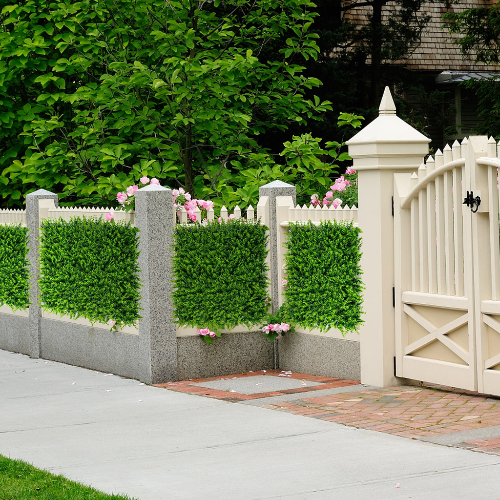 Artificial Eucalyptus Hedge Fence Panels - 16x24 Inch Privacy Screen Set of 12