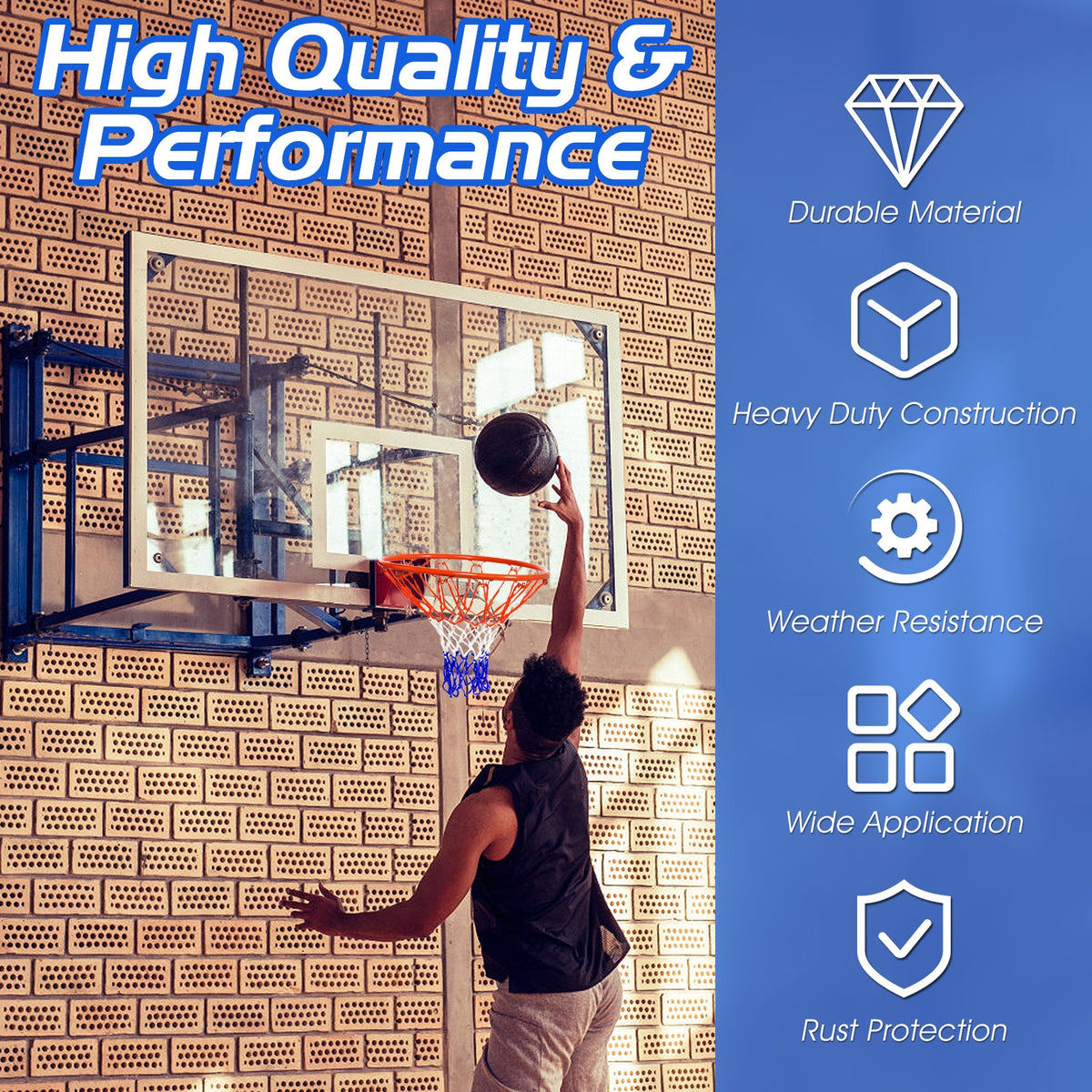 18 Inch Basketball Rim with All-Weather PE Net - Rustproof Metal Frame, Easy Installation - Variation of This Listing: 18 Inch D. PE Net