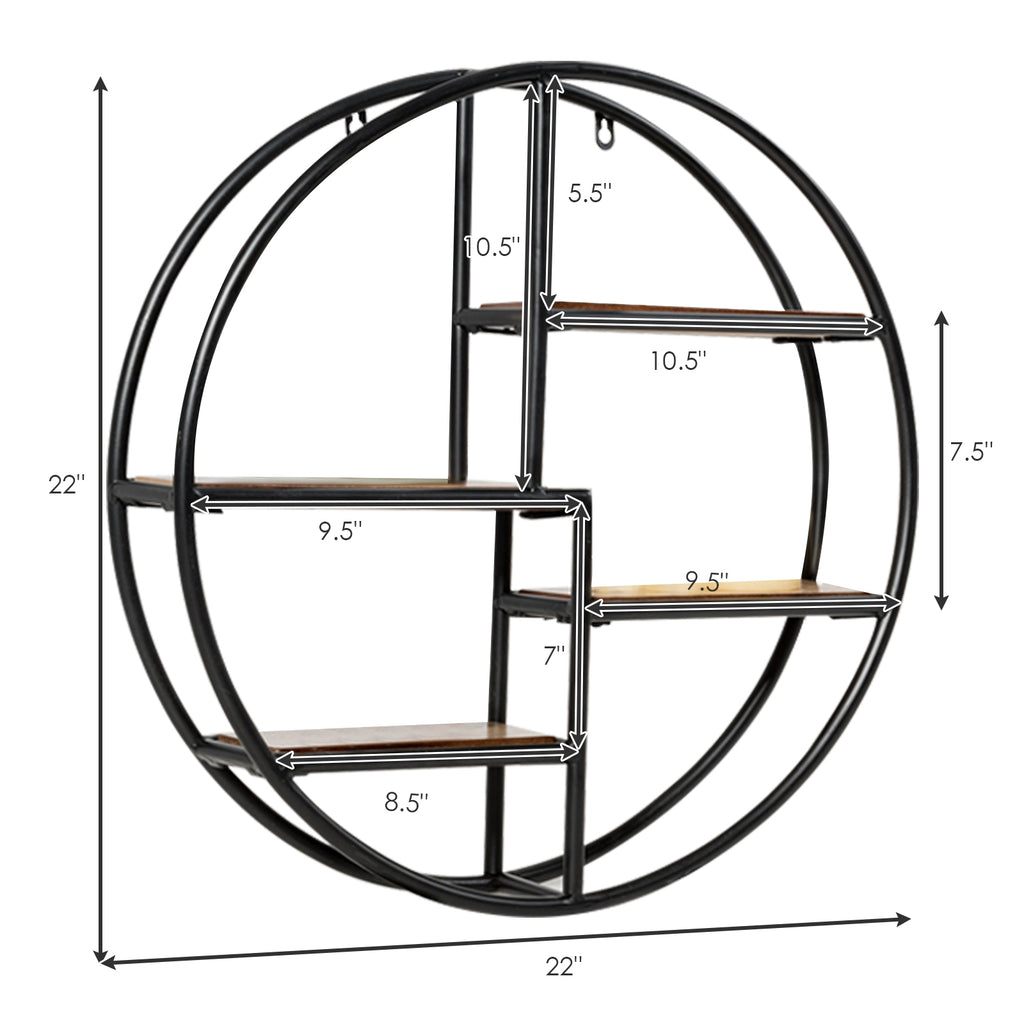 4-Tier Circular Wall Shelf – Nordic Round Storage Rack