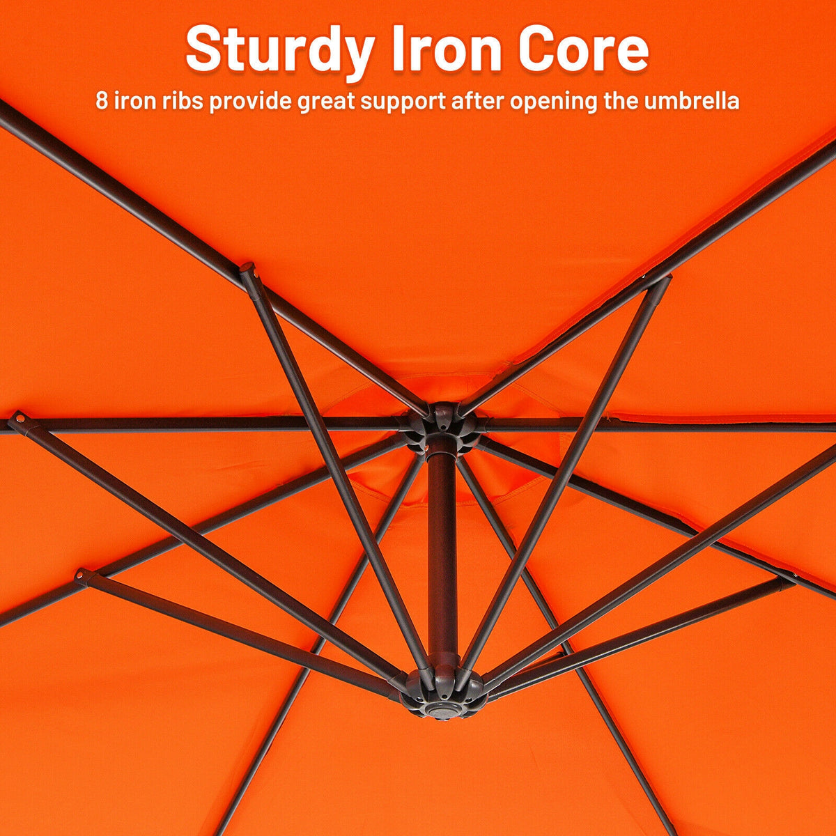 10 x 8 Feet Cantilever Umbrella with 8 Ribs - Orange